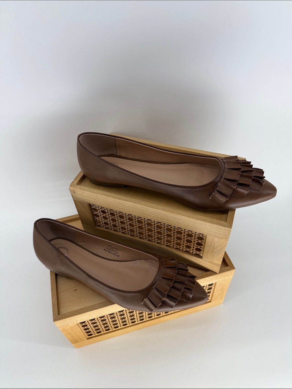 Women’s Brown Leather Fringe Ballet Flats size 11